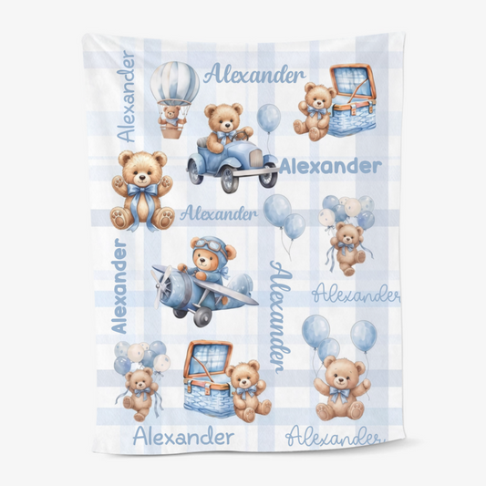 Aquarell Teddybar_Personalisiertes_Geschenk_ _Kuscheldecke_Fur_Kinder