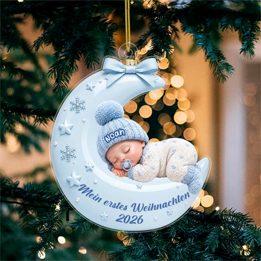 BabyAufDemMond_PersonalisiertesWeihnachtsgeschenkAcryl OrnamentFurNeugeborene