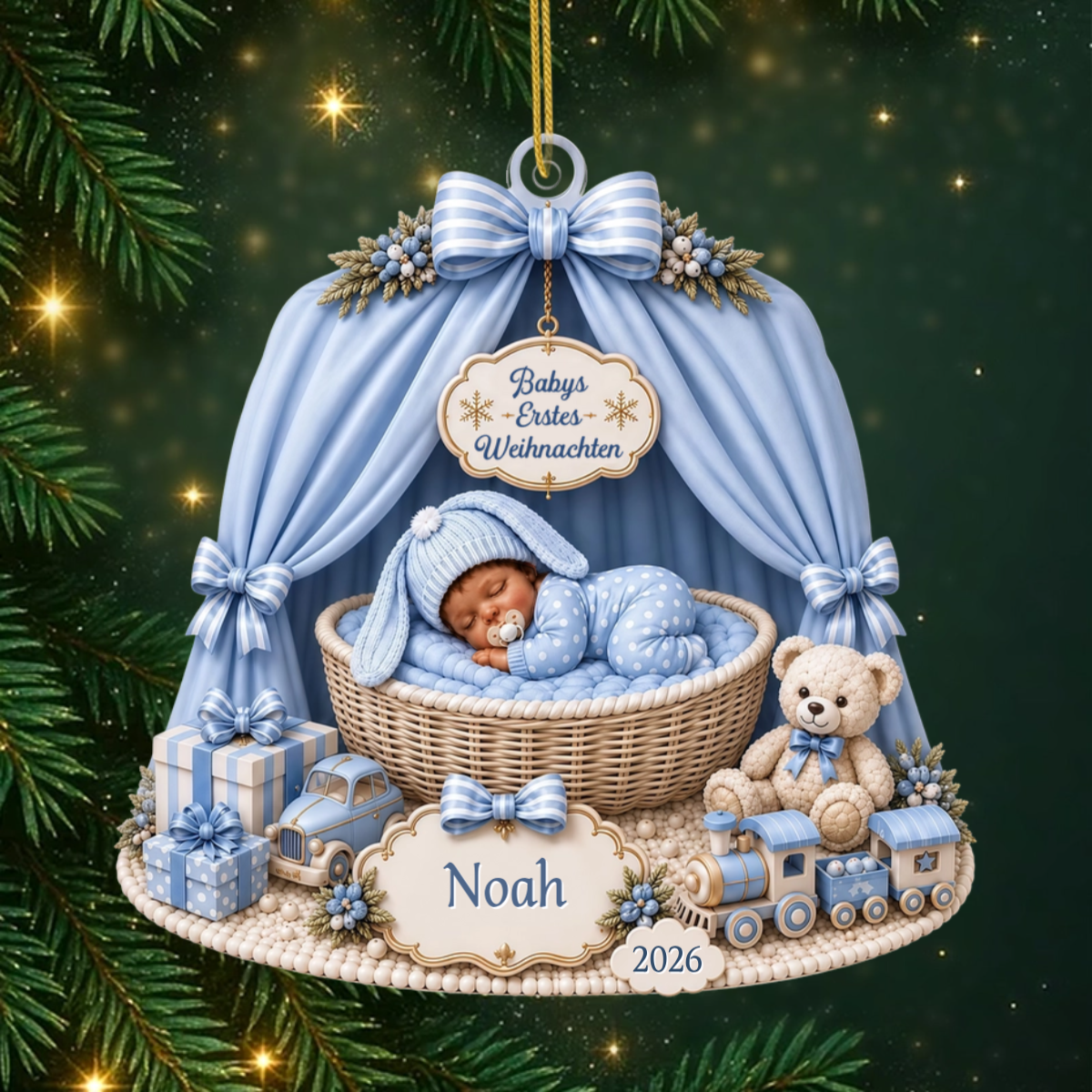 BabysErstesWeihnachten_PersonalisiertesGeschenk Acryl OrnamentFurFrischgebackeneEltern1