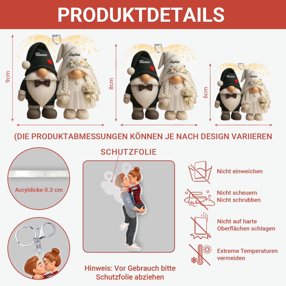 BrautpaarmitBlumen_PersonalisierteGeschenkideeAcryl SchlusselanhangerfurParchen_1