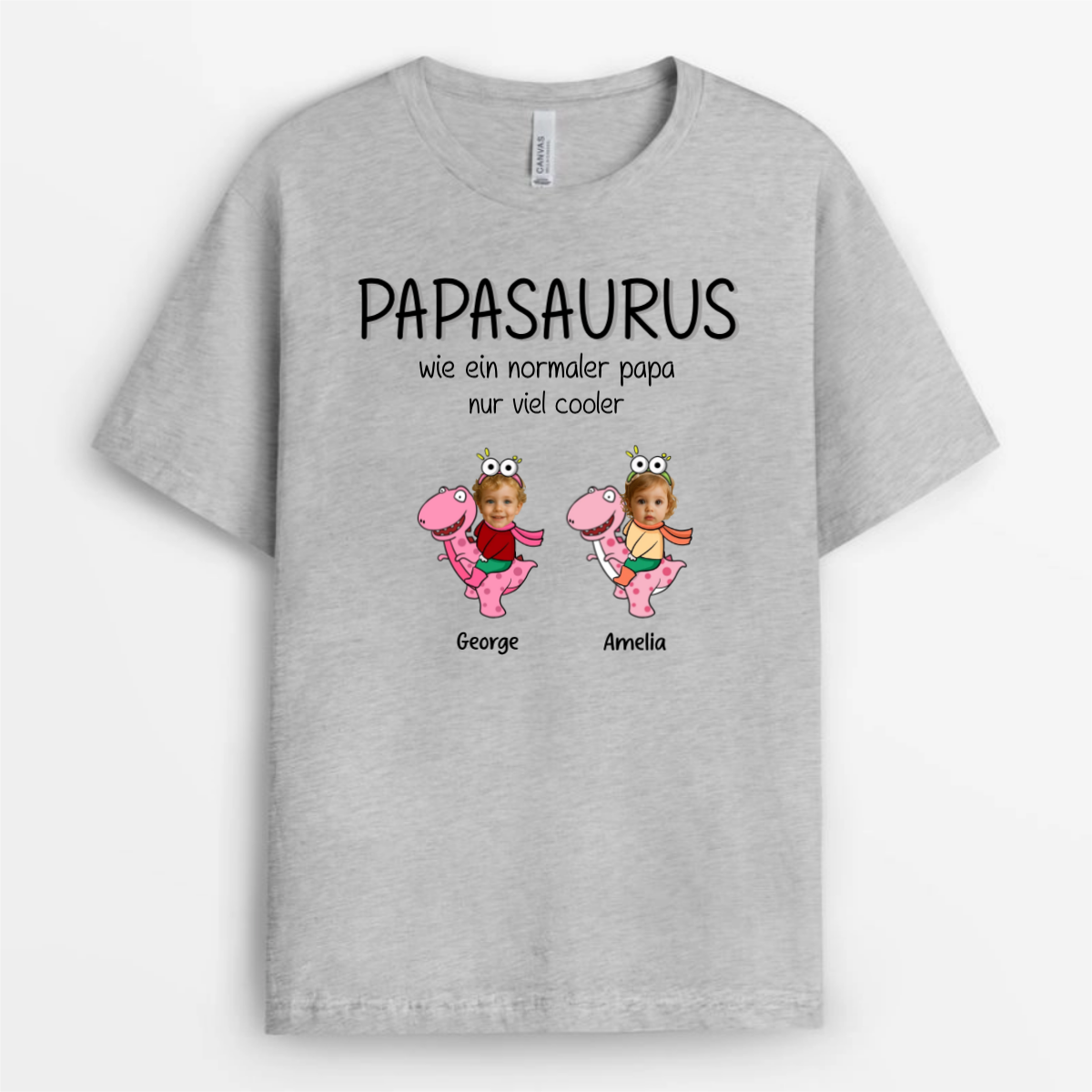 DaddysaurusGrandpasaurusMitKinderfotosUndNamen_PersonalisiertesGeschenkT ShirtFurPapaUndOpa