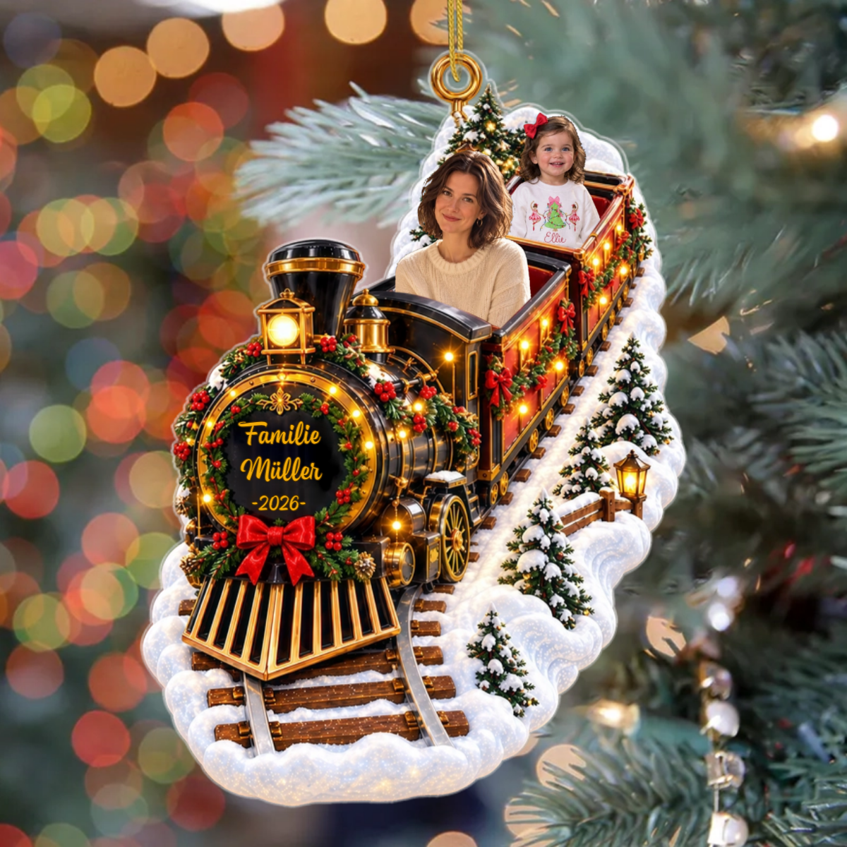 EineFamilieEineWeihnachtsreiseFotoWunschname_PersonalisiertesGeschenkAcryl OrnamentFurFamilien