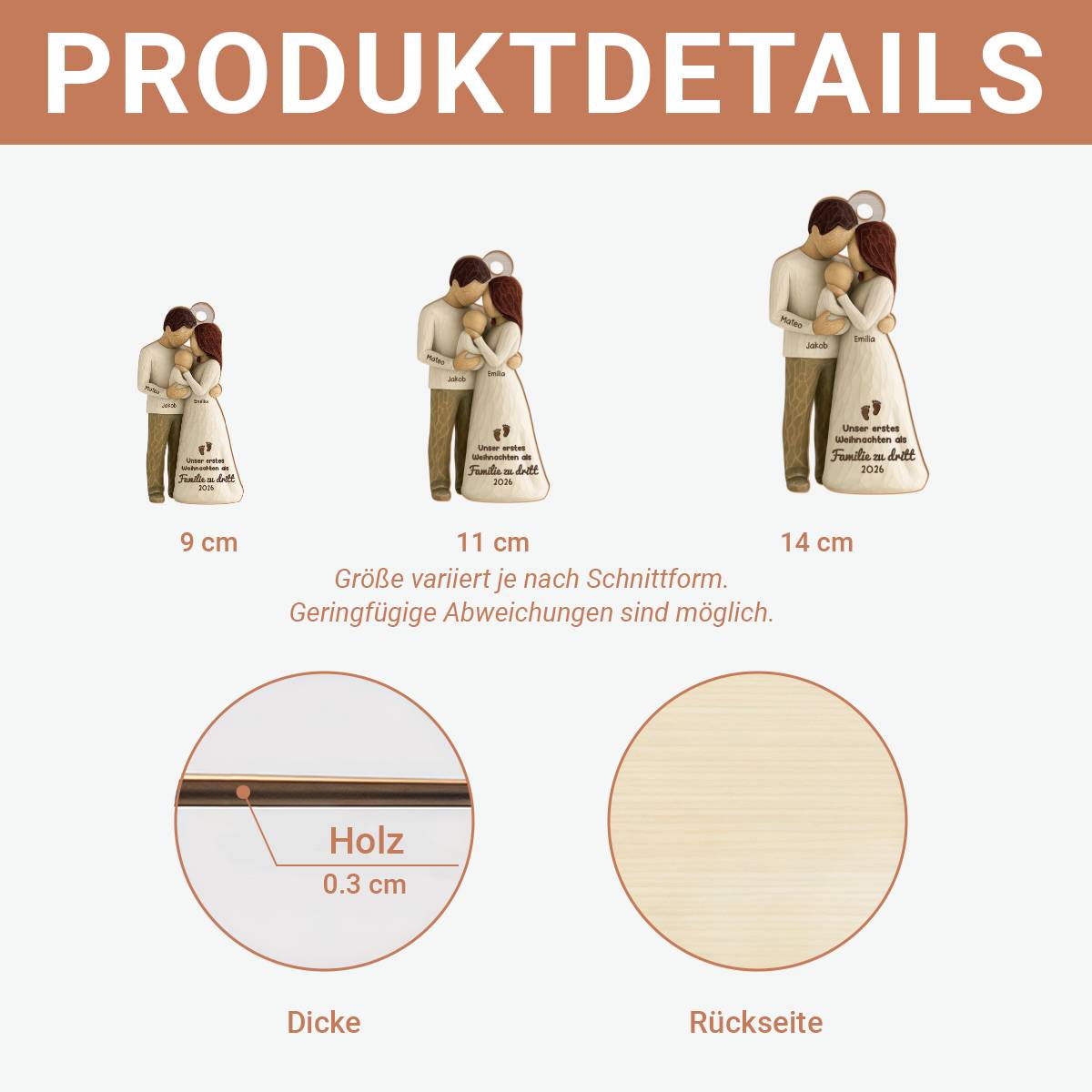 ErstesWeihnachtenAlsFamilie PersonalisiertesGeschenk_1 Schicht Holz OrnamentFurFamilien