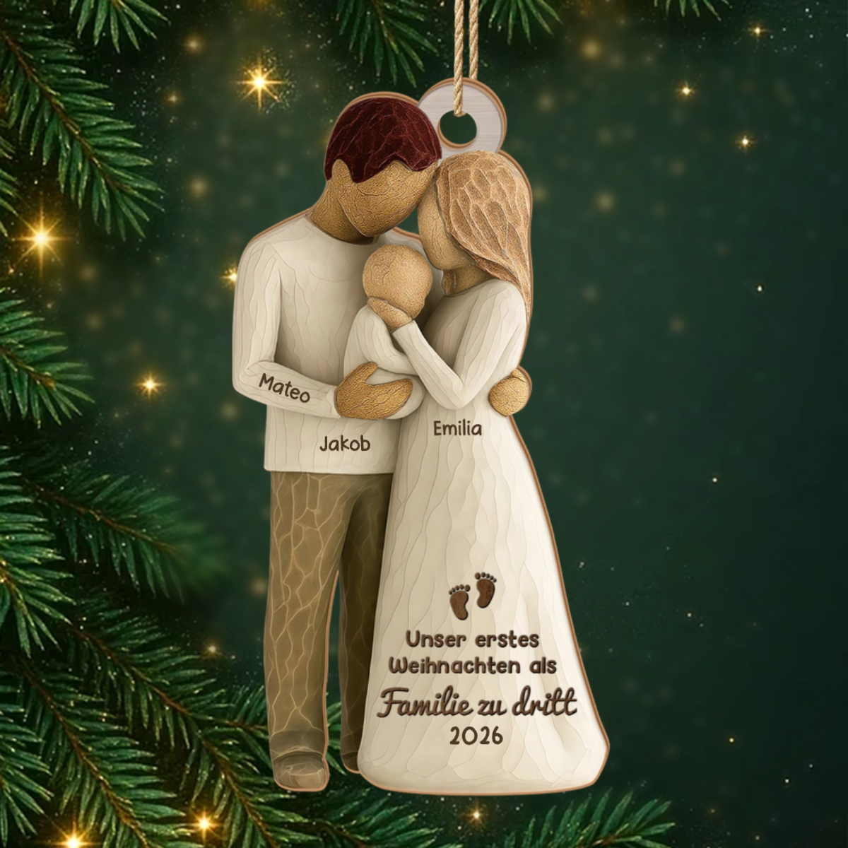 ErstesWeihnachtenAlsFamilie PersonalisiertesGeschenk_1 Schicht Holz OrnamentFurFamilien4