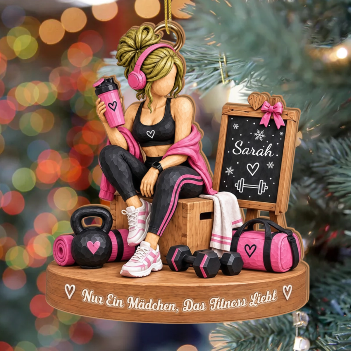 Fitness M_dchen_ _Personalisiertes_Geschenk_1 Schicht Holz Ornament_F_r_Gym Liebhaberinnen