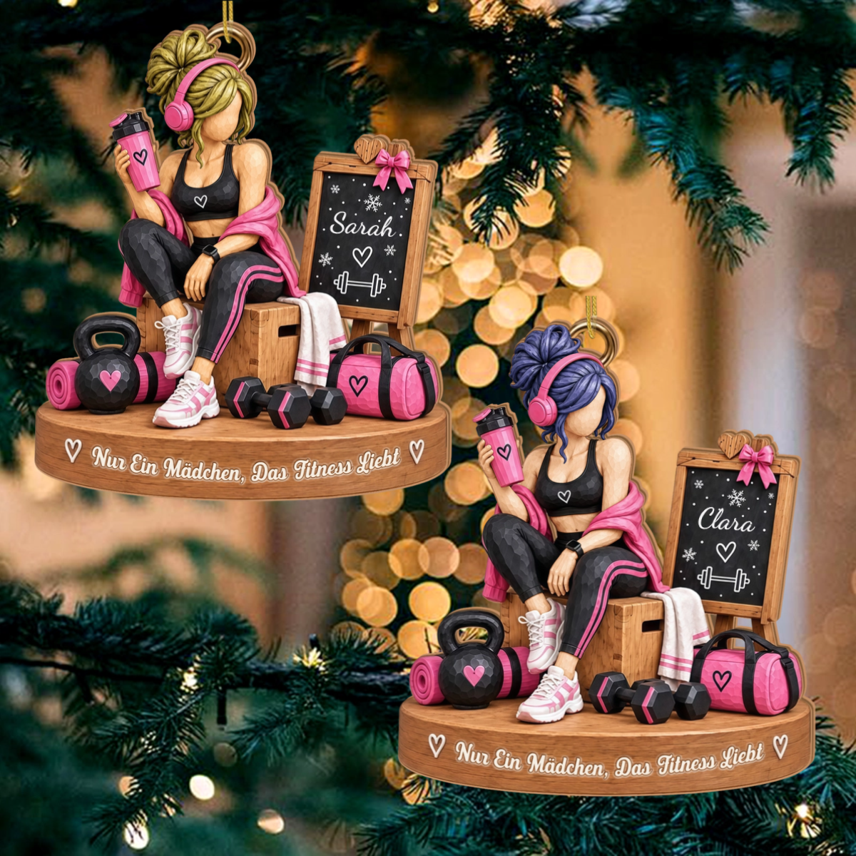 Fitness M_dchen_ _Personalisiertes_Geschenk_1 Schicht Holz Ornament_F_r_Gym Liebhaberinnen_1