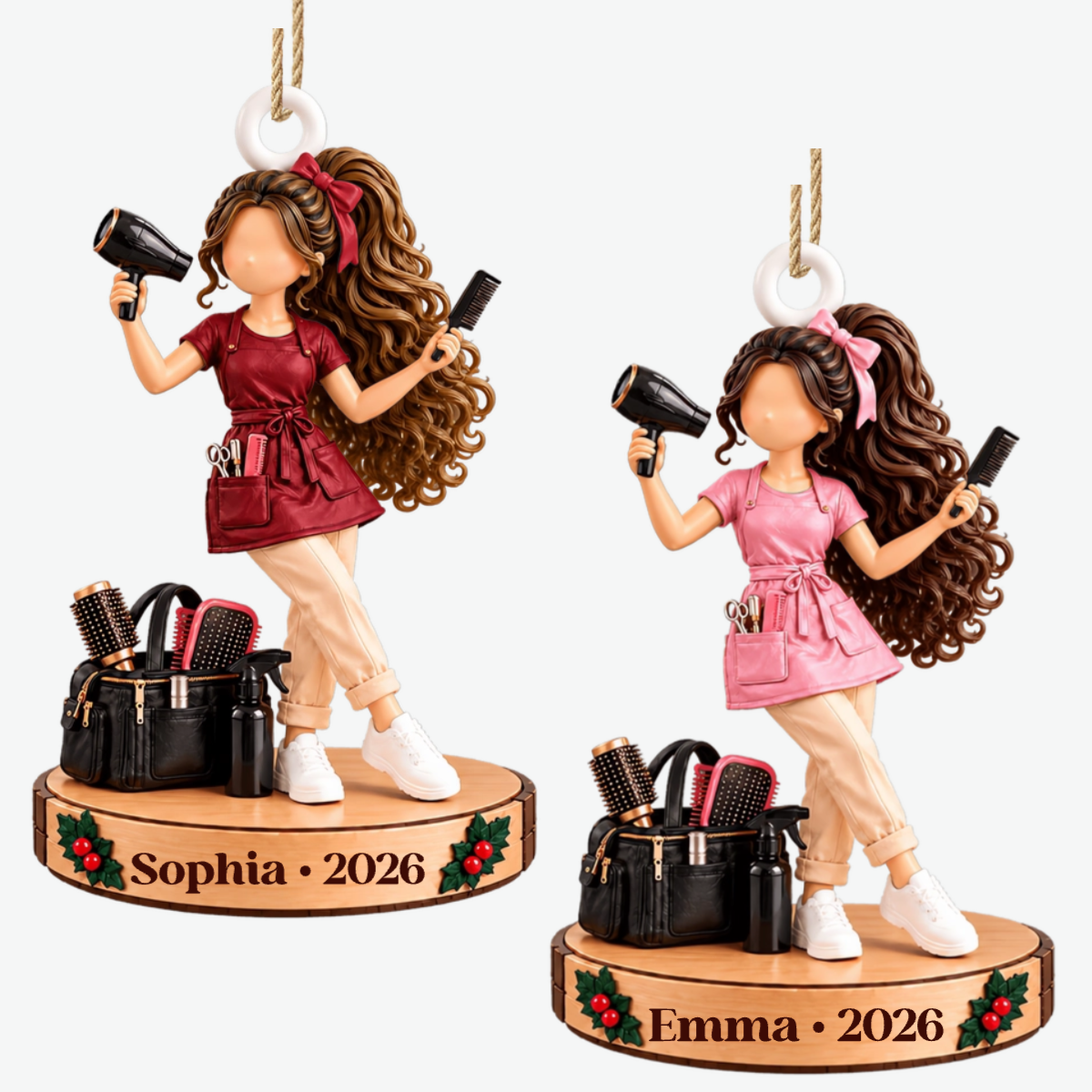 Friseur PersonalisiertesGeschenk_1 Schicht Holz OrnamentFurFriseure5