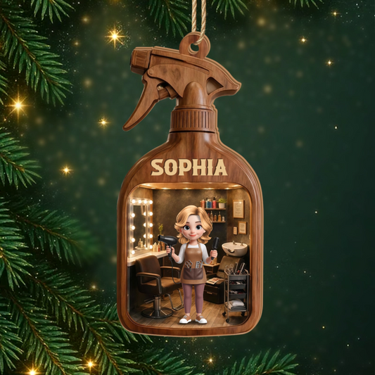 FriseurBeiDerArbeit_PersonalisiertesGeschenk 1 Schicht Holz OrnamentFurFriseure