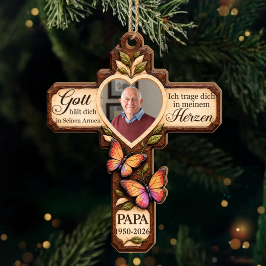 FurImmerinUnserenHerzen_PersonalisiertesGeschenk 1 Schicht Holz OrnamentHolzanhangerFurEinenGeliebtenMenschen1