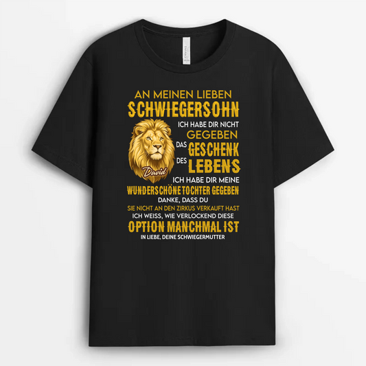 FurMeinenLiebenSchwiegersohnLowe_PersonalisiertesGeschenkT ShirtFurSchwiegersohn_5947a600 3765 465c 955c 68c2613e7253