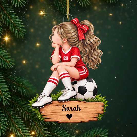 Fussballspielerin_PersonalisiertesGeschenk Acryl OrnamentFurMadchen_DieFussballLieben