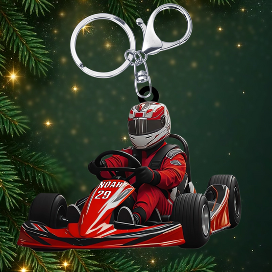 Go Kart Rennen_PersonalisiertesGeschenk SchlusselanhangerAusAcrylFurRennsportfans