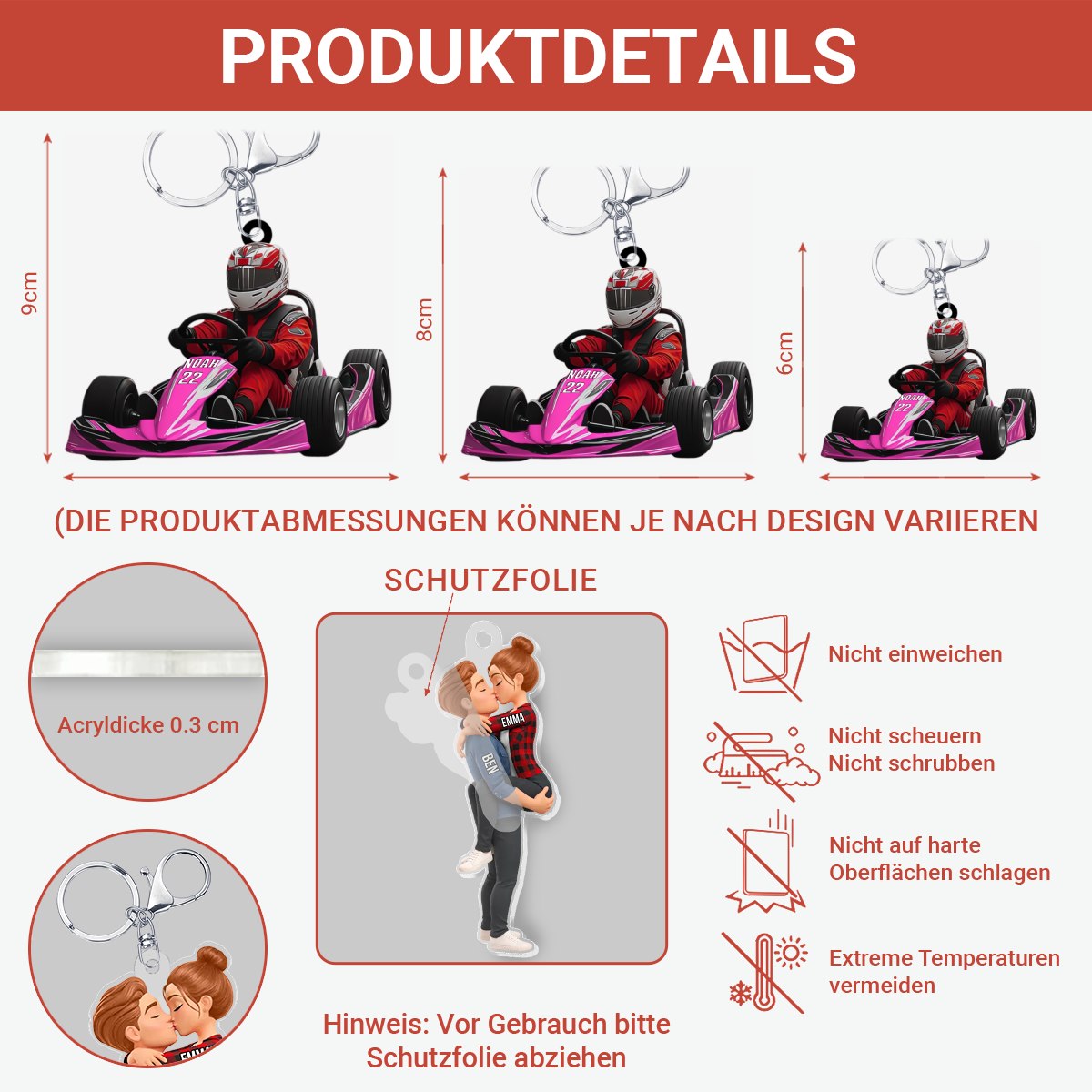 Go Kart Rennen_Personalisiertes_Geschenk_Schl_sselanh_nger_Aus_Acryl_F_r_Rennsportfans