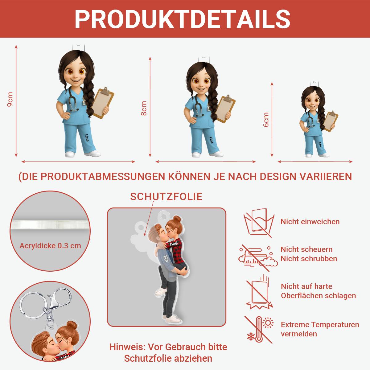 Heilende_H_nde_ _Personalisiertes_Geschenk_Acryl Schl_sselanh_nger_F_r_Pflegekr_fte