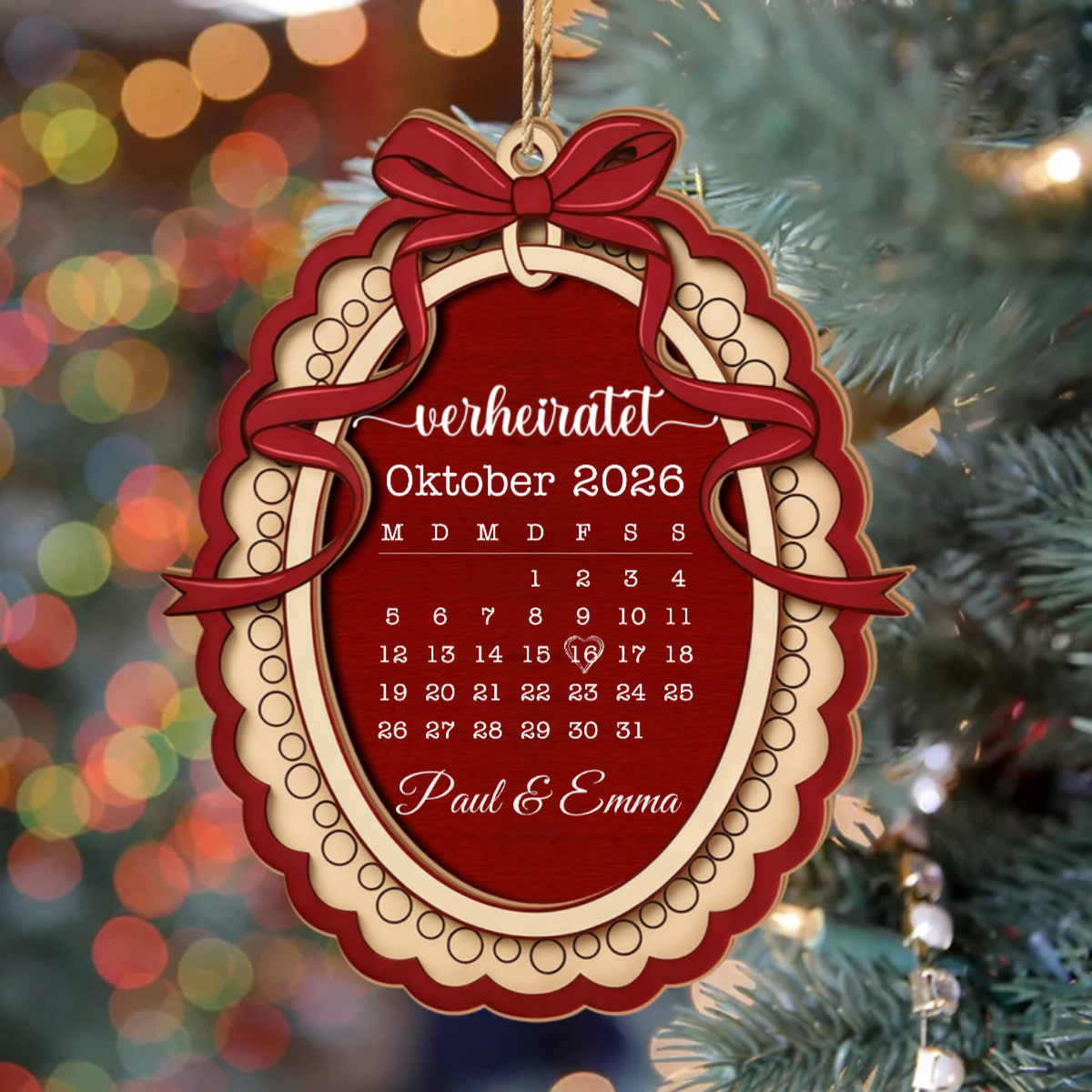 Hochzeitskalender PersonalisiertesGeschenk_2 Schicht Holz OrnamentFurPaare4