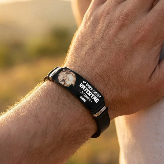 JetztKannstDuMichAuchTragen_Papa PersonalisiertesGeschenkArmbandMitGravur_FotoFurDenWerdendenPapa_2