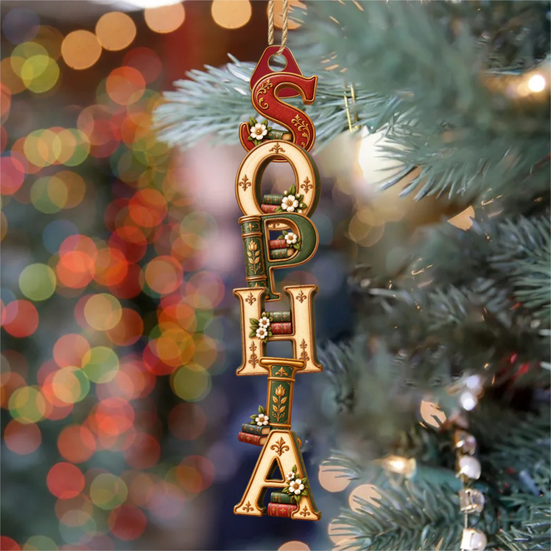KlassischesBuchWunschnameBuchstabe_PersonalisiertesGeschenk1 Schicht Holz OrnamentFurBucherwurmer