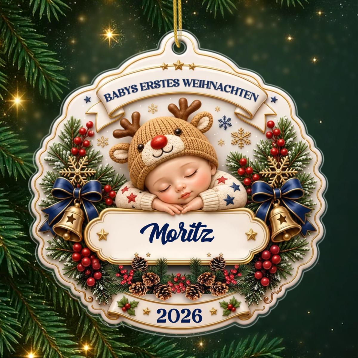 KleinerPatriot PersonalisiertesGeschenk_Acryl WeihnachtsanhangerFurFrischgebackeneEltern3