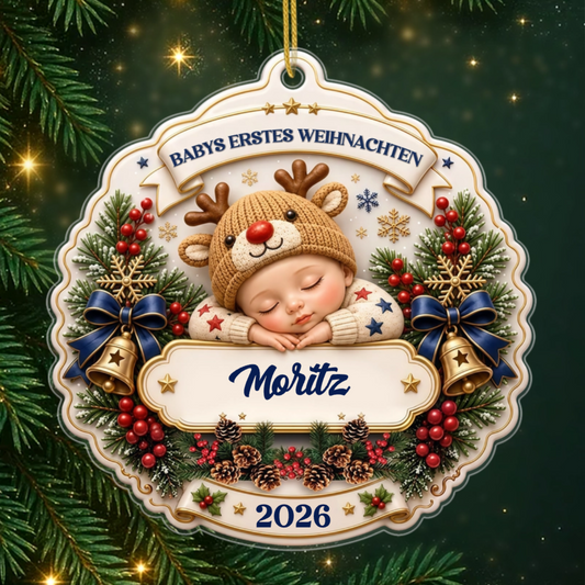 KleinerPatriot PersonalisiertesGeschenk_Acryl WeihnachtsanhangerFurFrischgebackeneEltern3