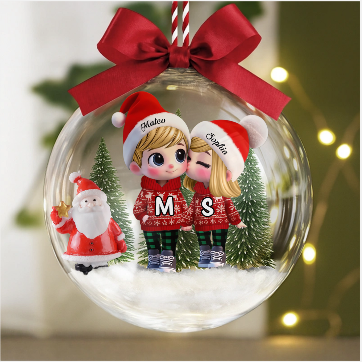KussendesPaar_PersonalisiertesGeschenk AcrylWeihnachtskugelFurPaare
