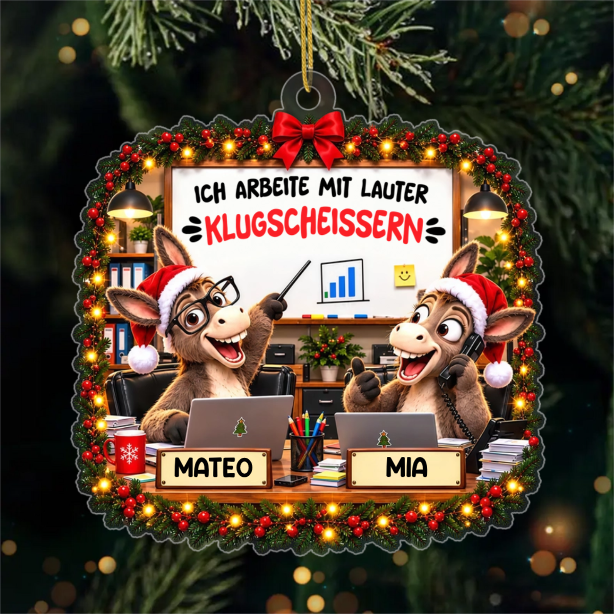 LustigerEsel_PersonalisiertesGeschenk Acryl OrnamentFurKollegen