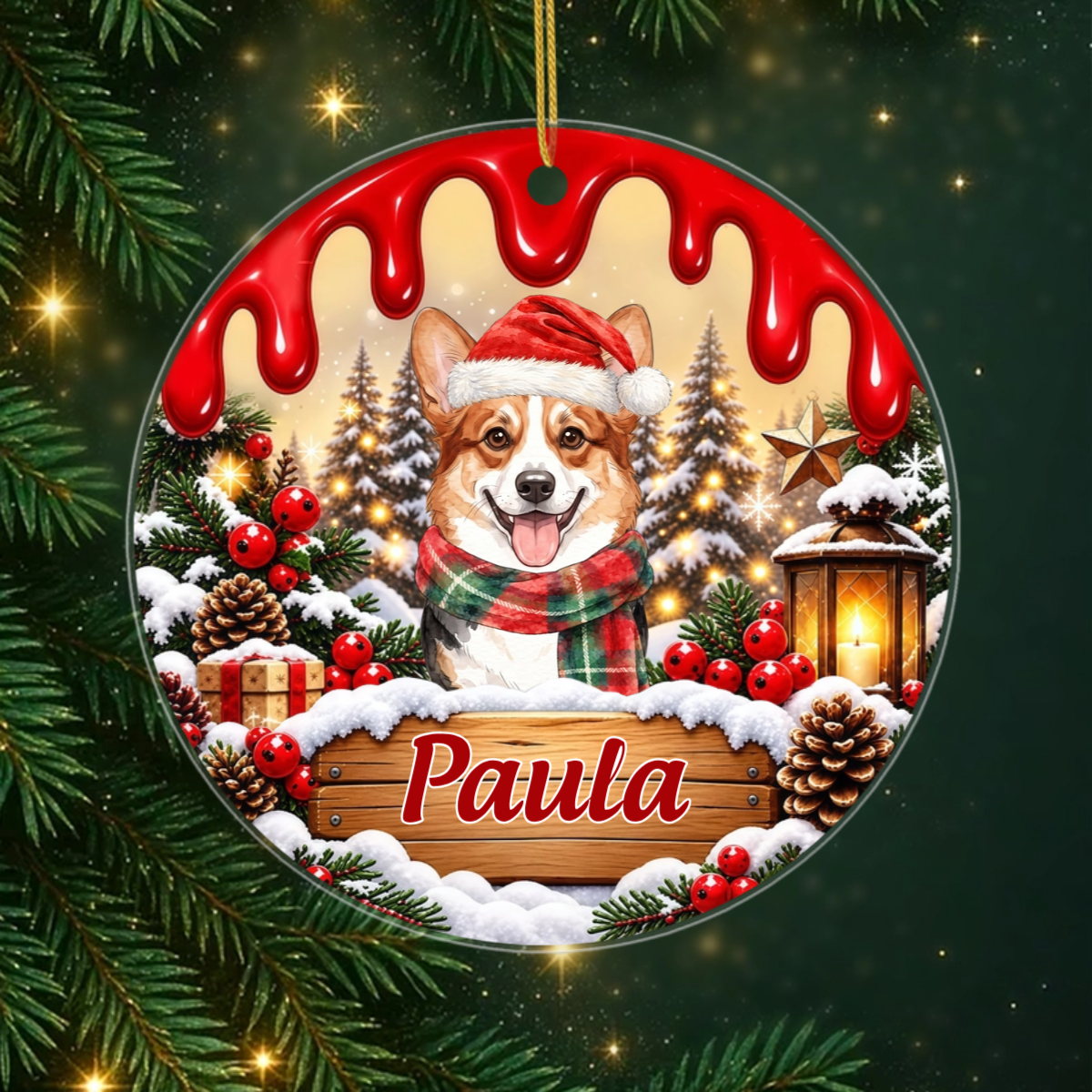 MeineFrohlichenPfoten_PersonalisiertesGeschenk Acryl OrnamentFurHundeliebhaber