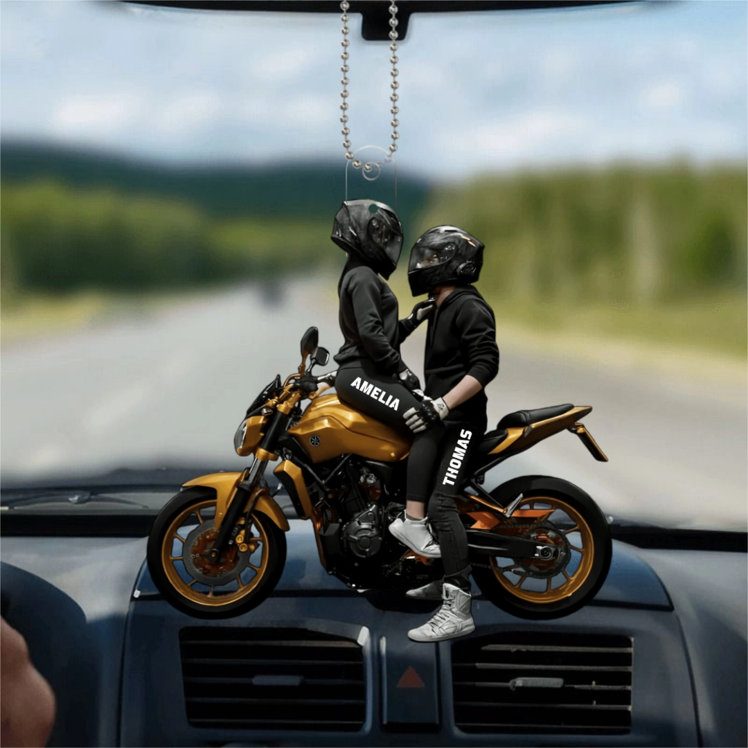 Motorrad PaarMitWunschnamen_PersonalisiertesGeschenkHange OrnamentFurBiker Paare