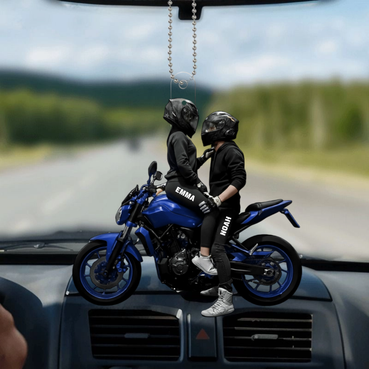 Motorrad PaarMitWunschnamen_PersonalisiertesGeschenkHange OrnamentFurBiker Paare_1