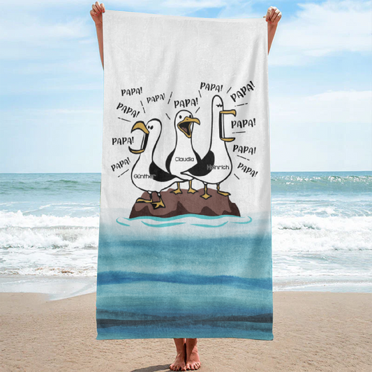 MowePapaPapaPapa LustigesMuttertagsgeschenk PersonalisiertesGeschenk StrandtuchFurPapa3