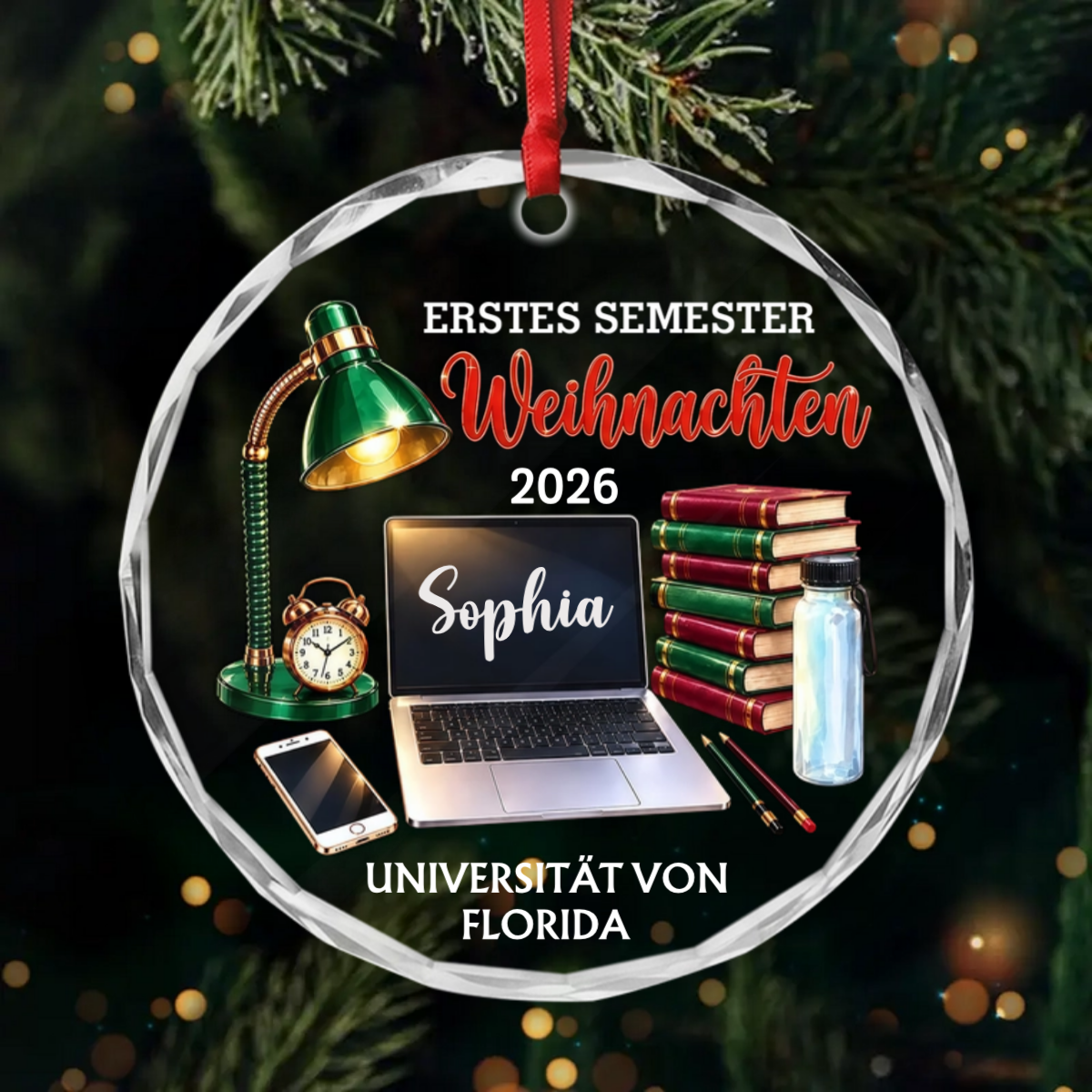 NameUndUniversitatErstesStudienjahr_PersonalisiertesGeschenkRundesGlasornamentFurStudenten