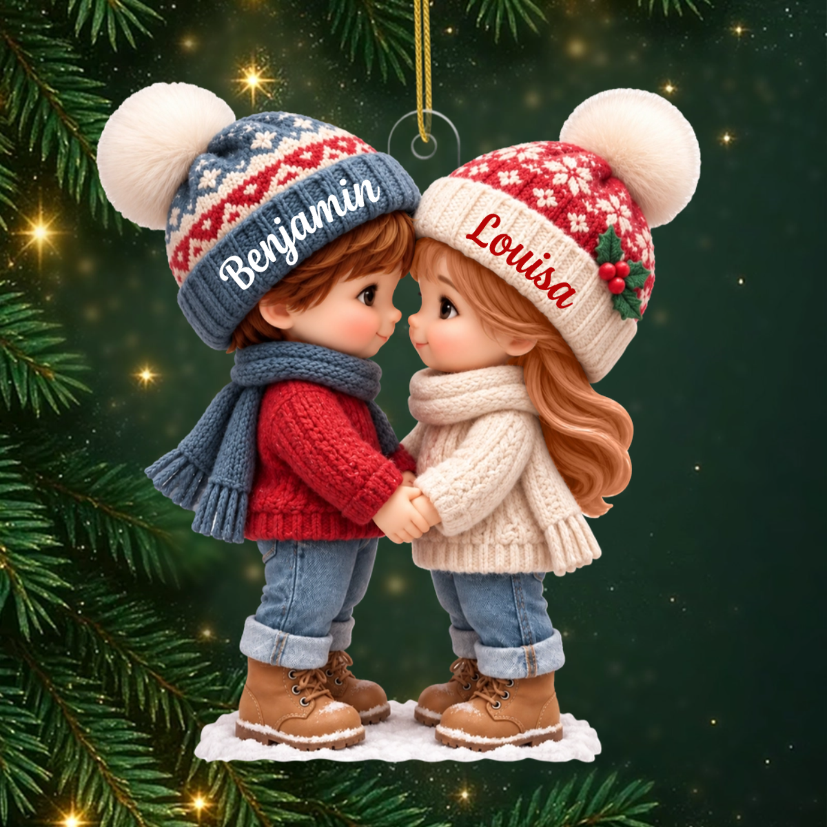Niedliches_Cartoon Paar_Personalisiertes_Geschenk_ _Acryl Ornament_Fur_Paare