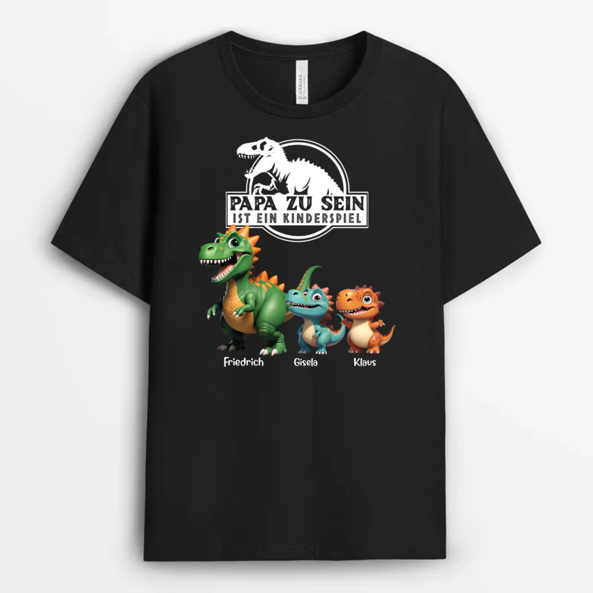 PapaZuSein_IstEinKinderspiel Papasaurus PersonalisiertesGeschenkT ShirtFurPapa_4