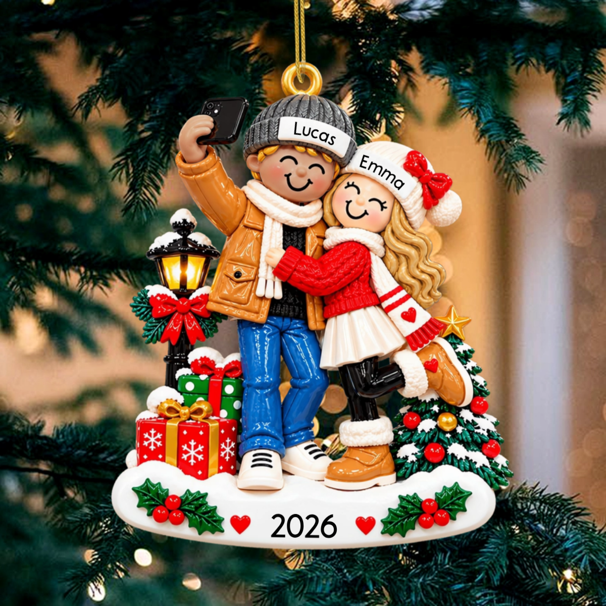 ParchenBeimSelfieMachen_PersonalisiertesGeschenkAcryl OrnamentFurPaare_2