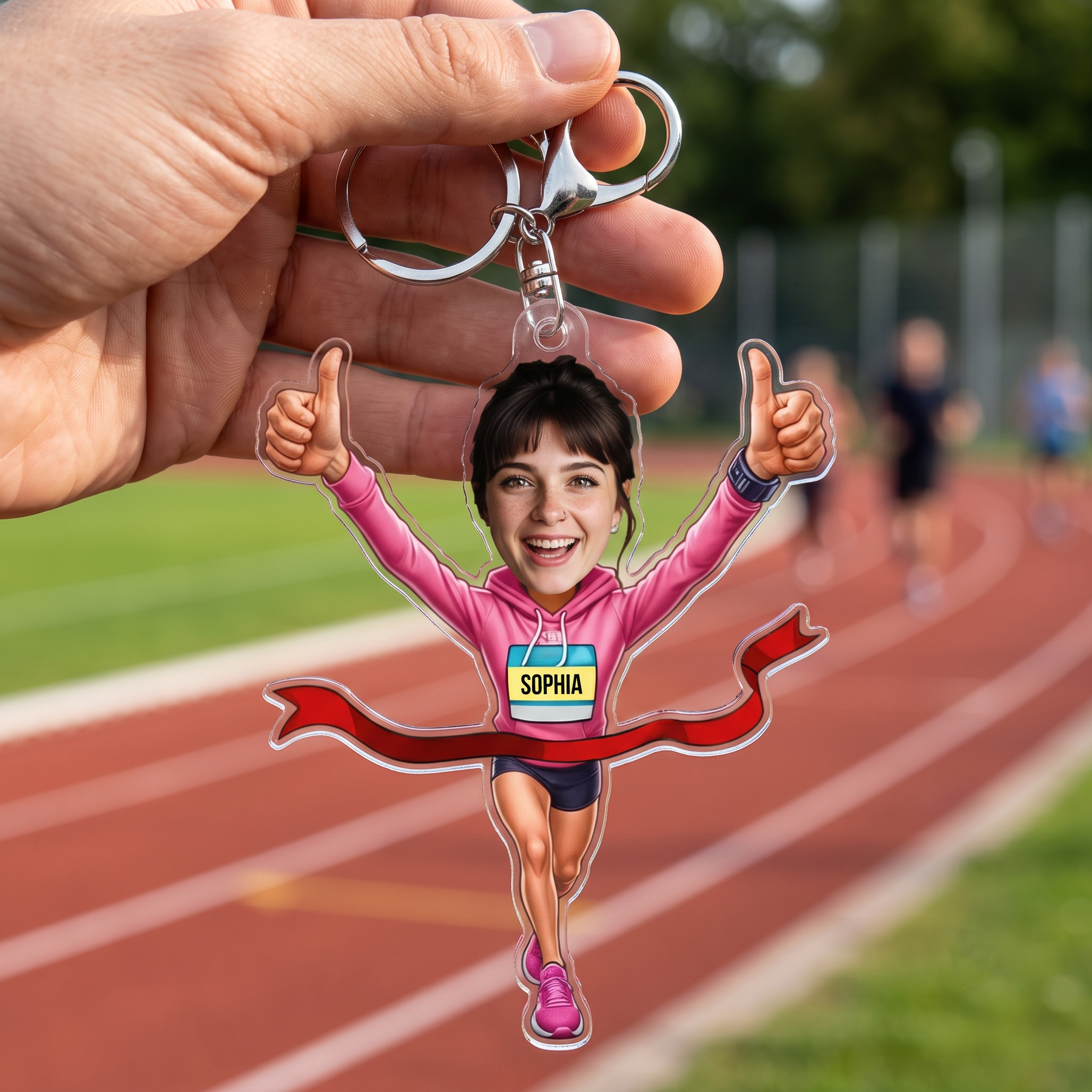 PersonalierterLauferFoto_PersonalisiertesGeschenkSchlusselanhangerausAcrylFurLaufer_Sportliebhaber