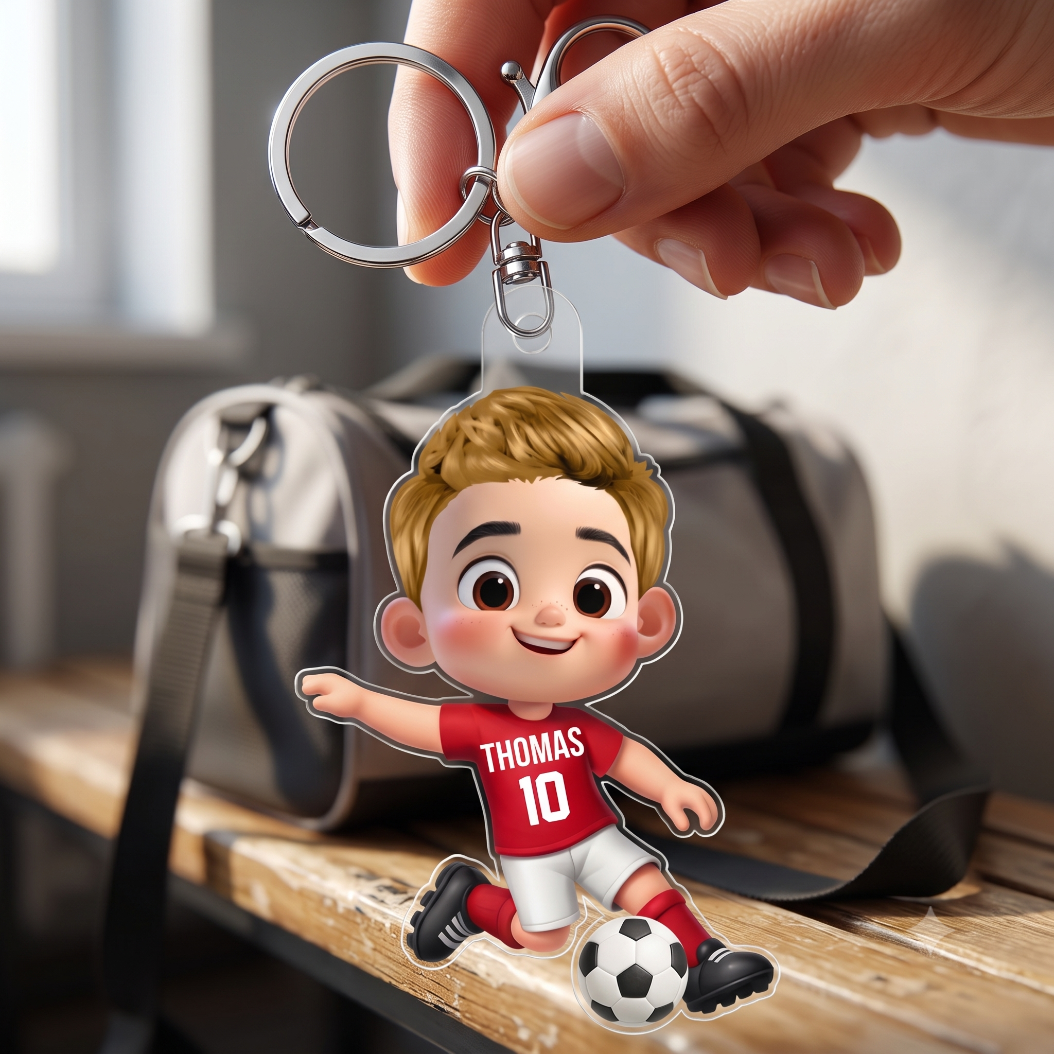 PersonalisierterFussball_PersonalisiertesGeschenkAcryl SchlusselanhangerFurFussballspieler