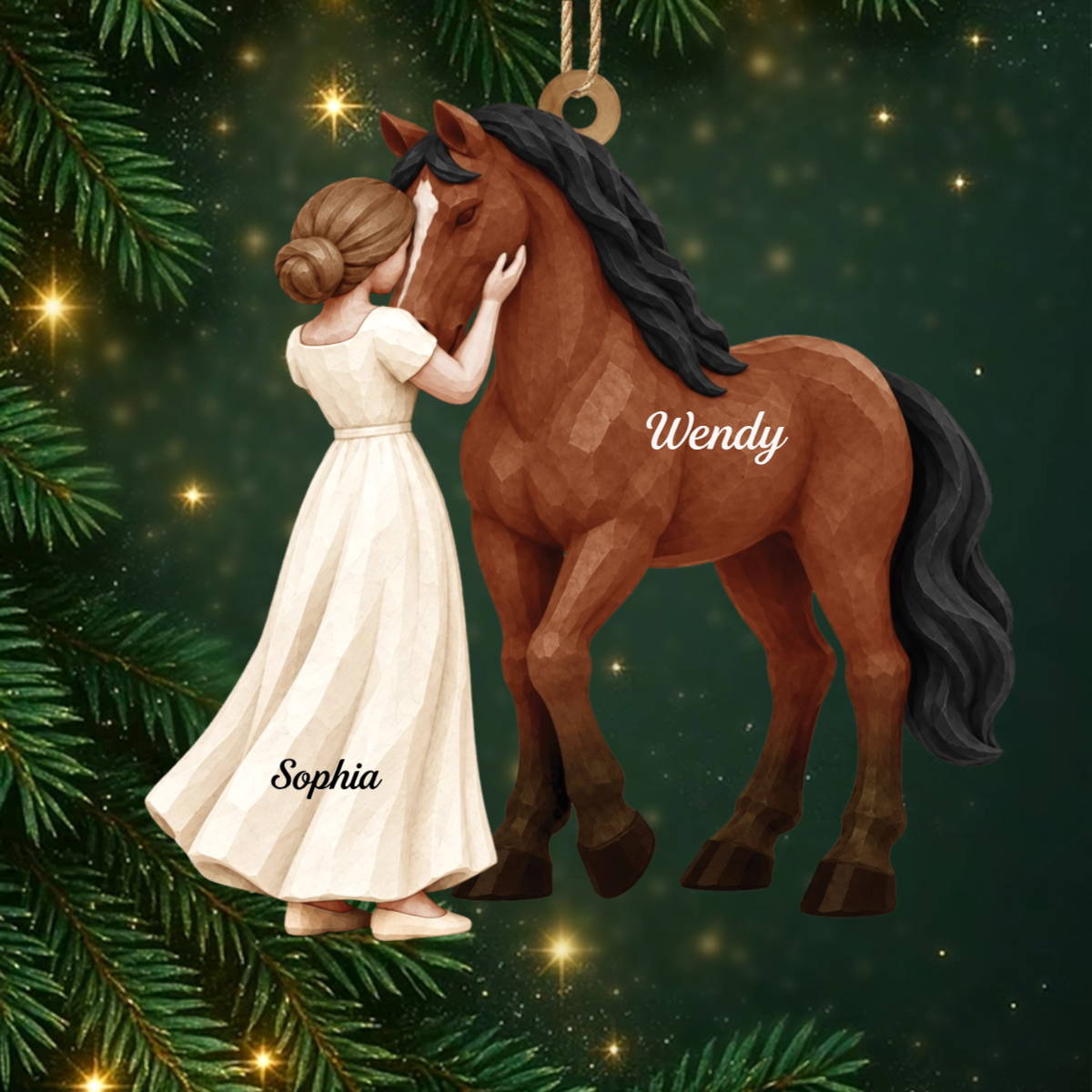 Pferdeliebhaber_Personalisiertes_Geschenk_ _1 Schicht Holz Ornament_Fur_Pferdeliebhaber