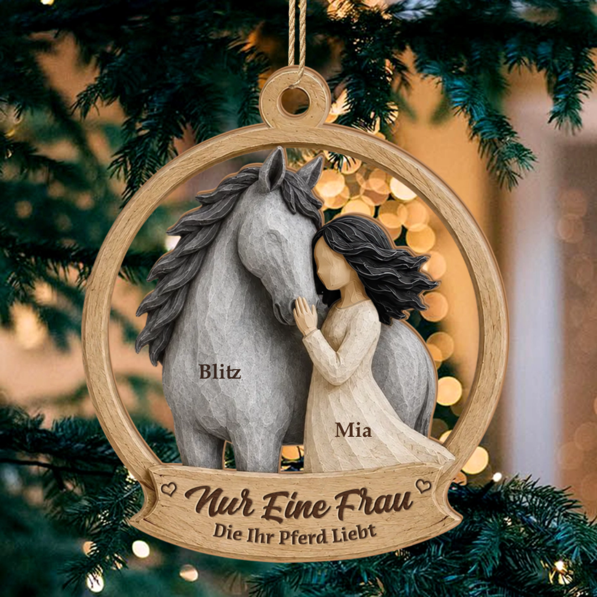 Pferdeliebhaberin_ _Personalisiertes_Geschenk_1 Schicht Holz Ornament_F_r_Pferdeliebhaberinnen1