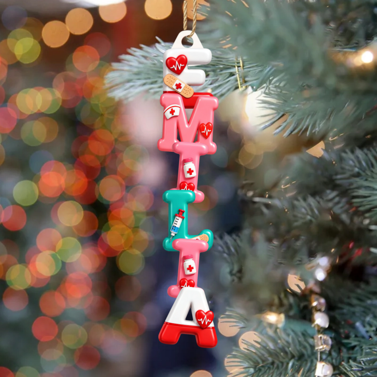PflegekraftWunschnameBuchstabe_PersonalisiertesGeschenk1 Schicht Holz OrnamentFurKrankenschwester