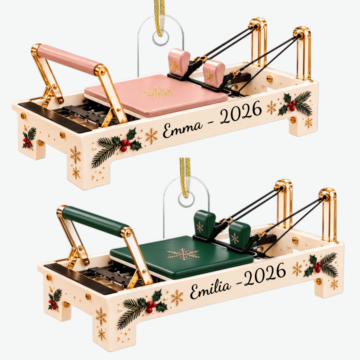 Pilates Reformer PersonalisiertesGeschenk_Acryl WeihnachtsanhangerFurPilates Fans5