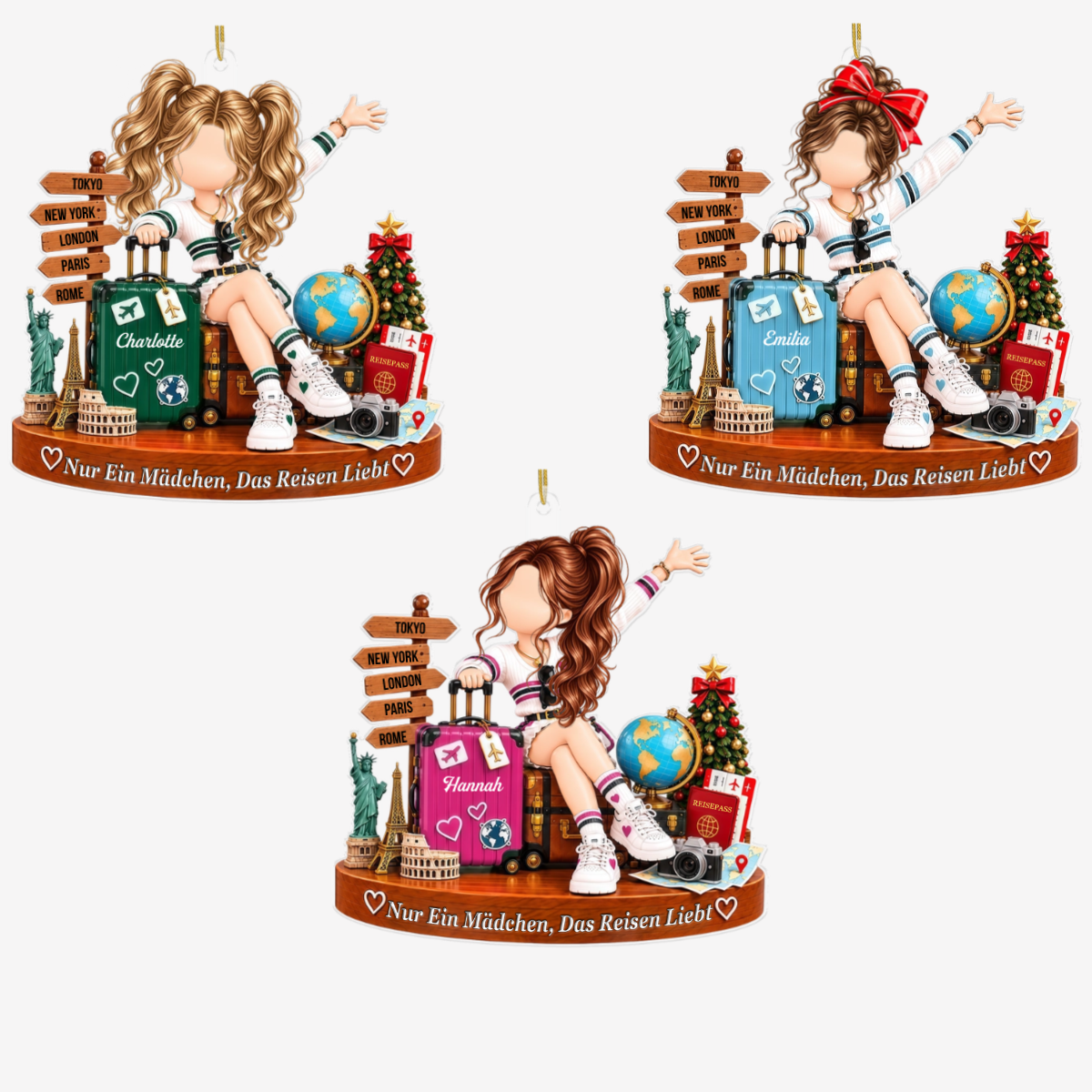 ReisebegeistertesMadchen_PersonalisiertesGeschenk Acryl OrnamentFurReiseliebhaberinnen3