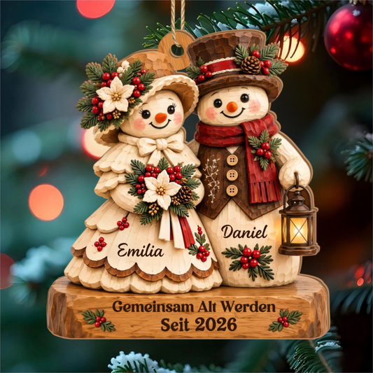 Retro_Vintage_Rustikales_Schneemann Paar_F_r_Gem_tliche_Weihnachten_ _Personalisiertes_Geschenk_Holzornament_F_r_Paare2