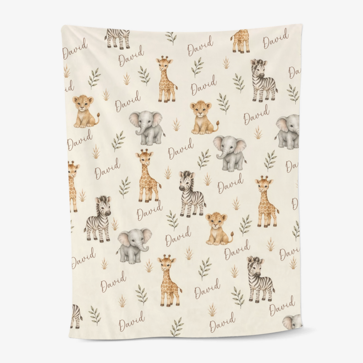 Safari Tiere_Personalisiertes_Geschenk_ _Kuscheldecke_Fur_Babys