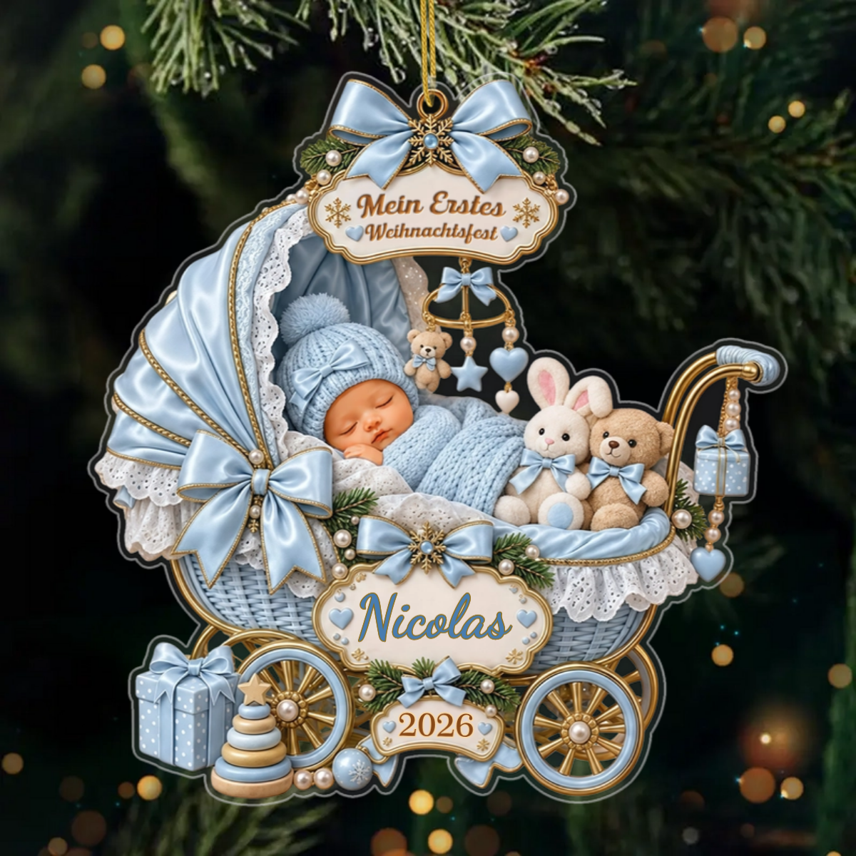 SchlafendesBabyImKinderwagen_PersonalisierteGeschenkeAcrylOrnamentFurNeugeborene_2