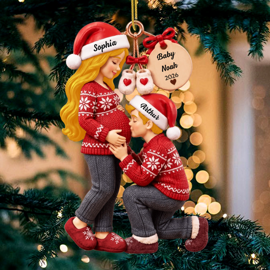 Schwangerschafts Weihnachtsornament_F_r_Paare_ _Personalisiertes_Geschenk_Acryl_Ornament_F_r_Werdende_Eltern