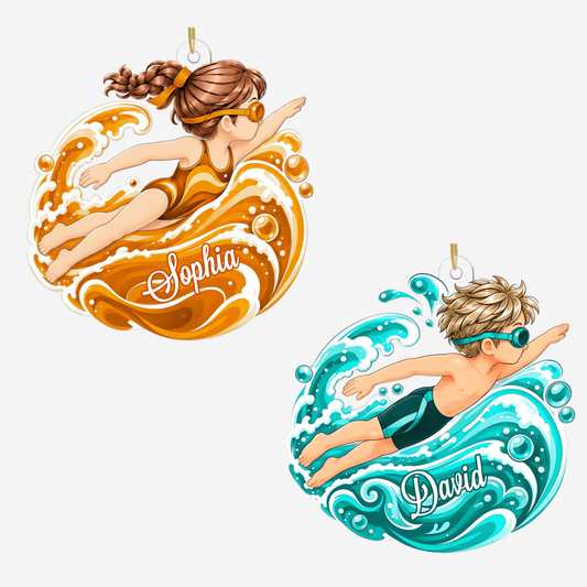 SchwimmendesKind_PersonalisiertesGeschenk Acryl OrnamentFurJungeSchwimmer1