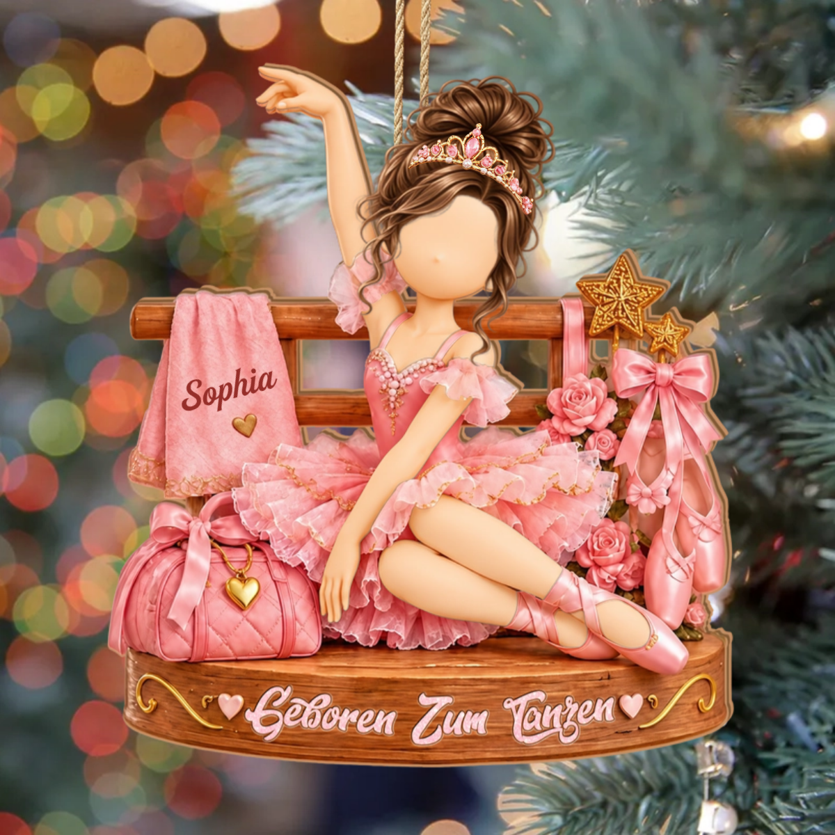 SusseBallerina_PersonalisiertesGeschenk1 Schicht Holz OrnamentFurTanzerinnen