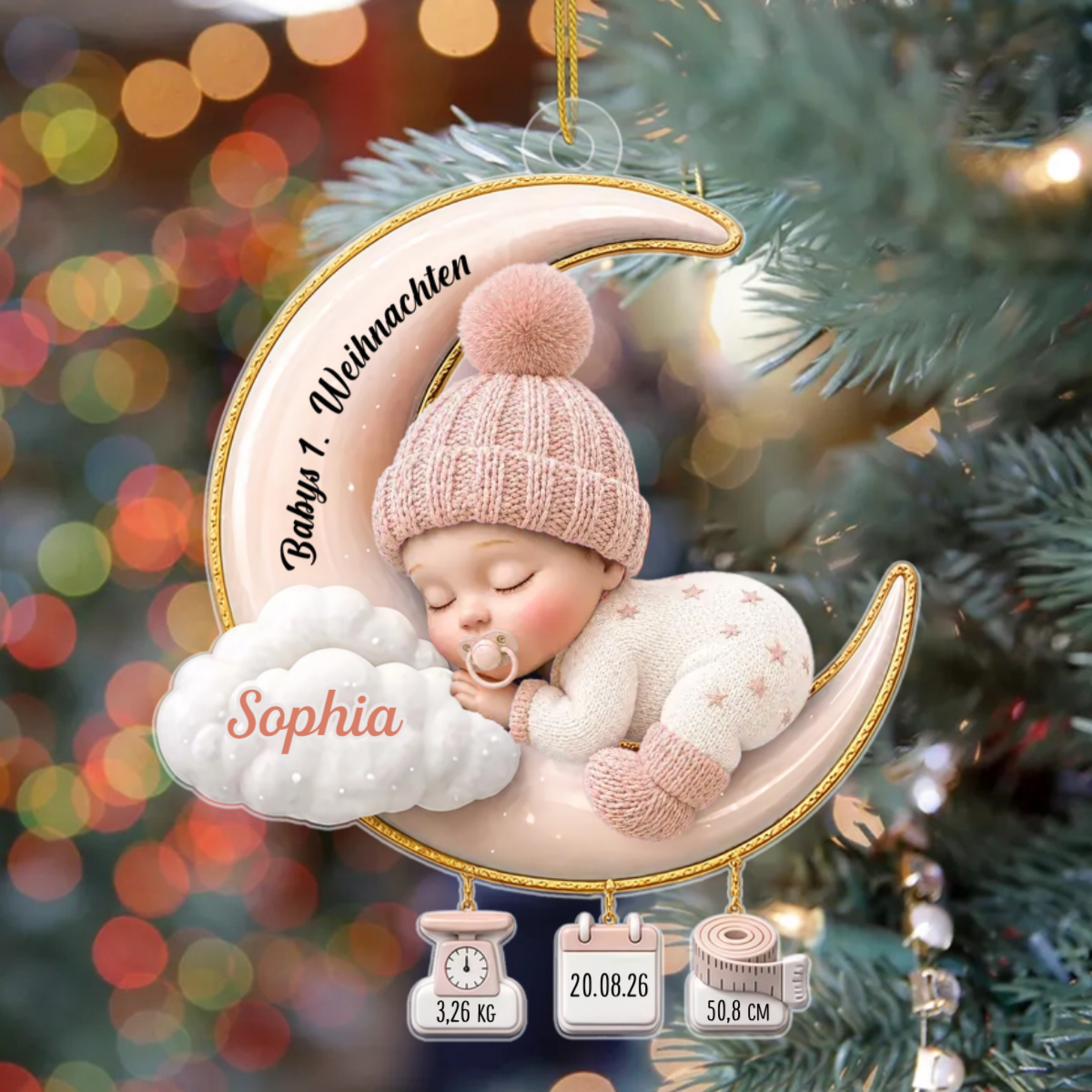SusseTraume_KleinerEngel_PersonalisiertesGeschenkAcryl OrnamentFurNeugeborene