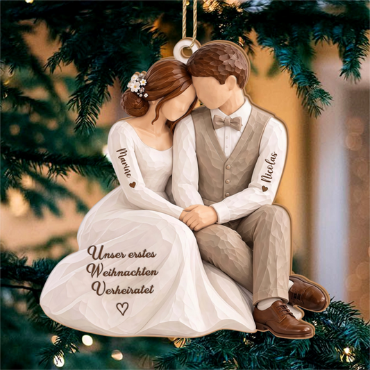 UnserErstesWeihnachtenAlsEhepaar_PersonalisiertesGeschenk1SchichtHolzOrnamentFurPaare_2