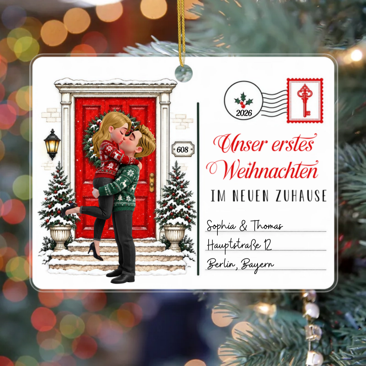 UnserErstesWeihnachtenImNeuenZuhause_PersonalisiertesGeschenkAcryl OrnamentFurPaar_NeueHauseigentumer