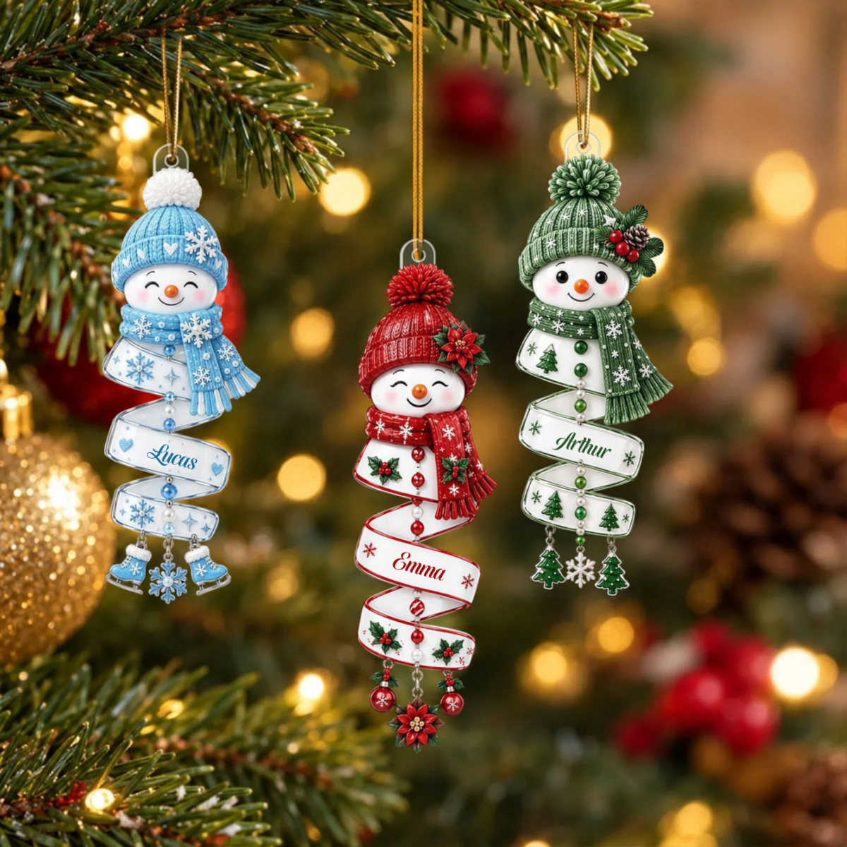 WeihnachtenSchneemannSpiraleMitWunschname_PersonalisiertesGeschenkAcryl OrnamentFurFamilie_2